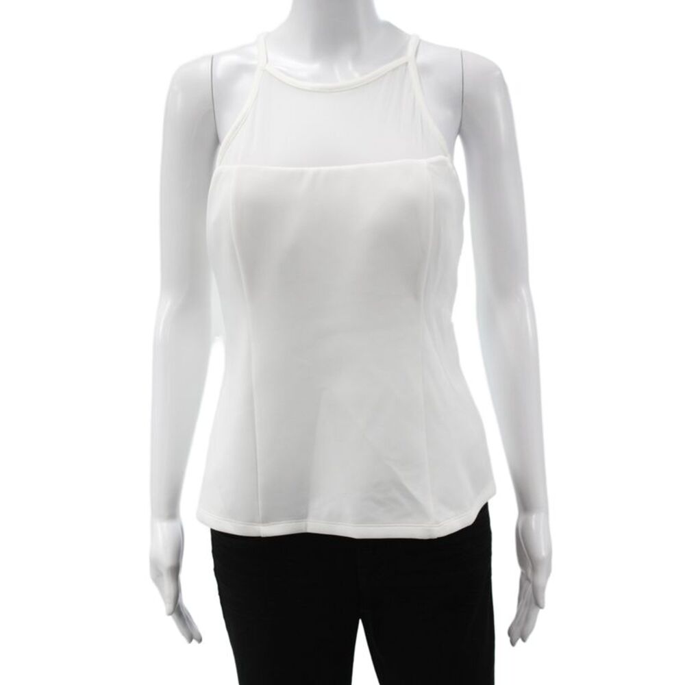 Hedge Women White High Neck Camisole Sleeveless Athleisure Size XL
